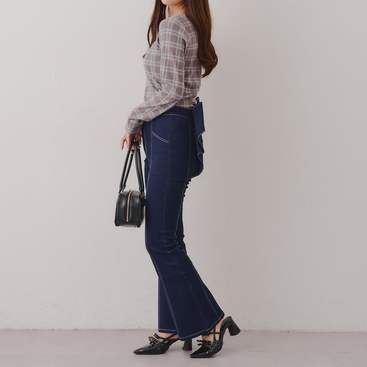 【3サイズ展開】後ろ姿まで可愛い、リボンデニムフレアパンツ | RMAF　NICE CLAUP / OLIVE des OLIVE | 詳細画像30 