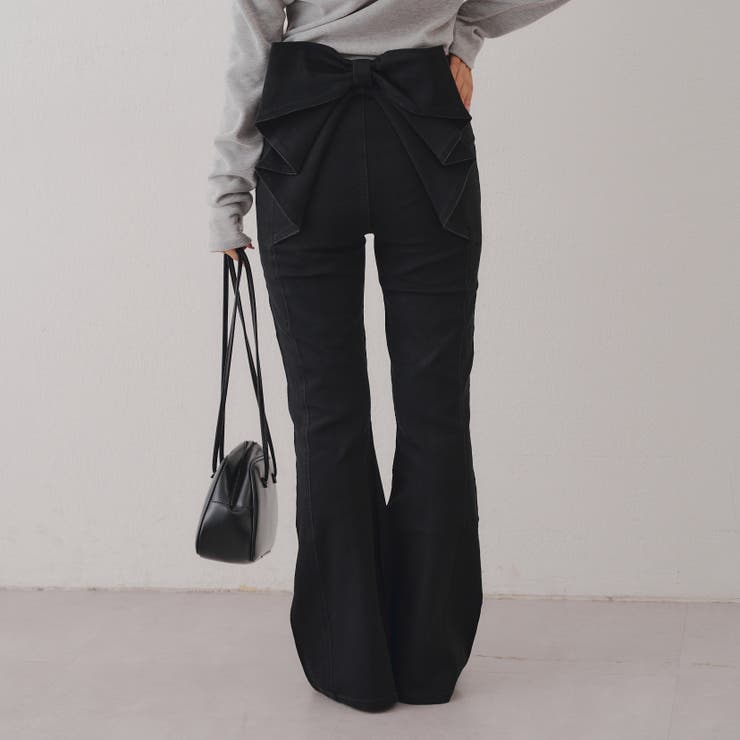 【3サイズ展開】後ろ姿まで可愛い、リボンデニムフレアパンツ | RMAF　NICE CLAUP / OLIVE des OLIVE | 詳細画像38 