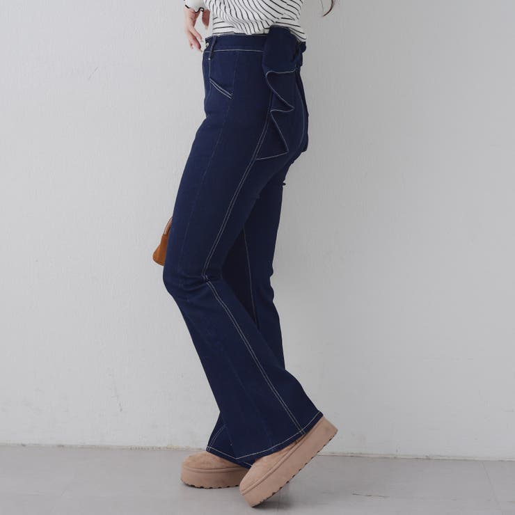 【3サイズ展開】後ろ姿まで可愛い、リボンデニムフレアパンツ | RMAF　NICE CLAUP / OLIVE des OLIVE | 詳細画像47 