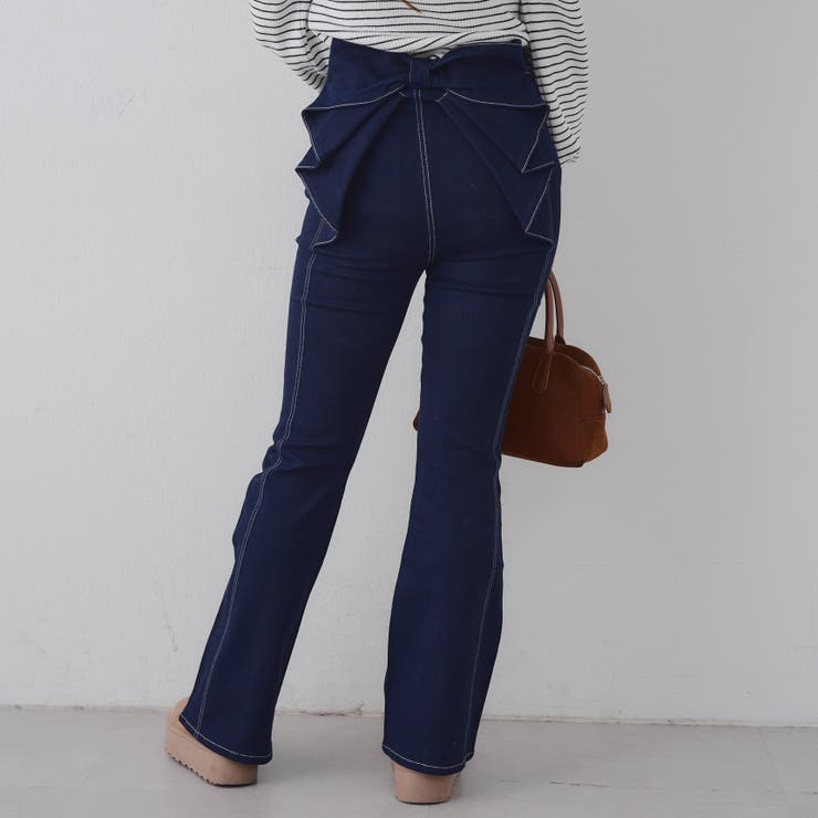 【3サイズ展開】後ろ姿まで可愛い、リボンデニムフレアパンツ | RMAF　NICE CLAUP / OLIVE des OLIVE | 詳細画像48 