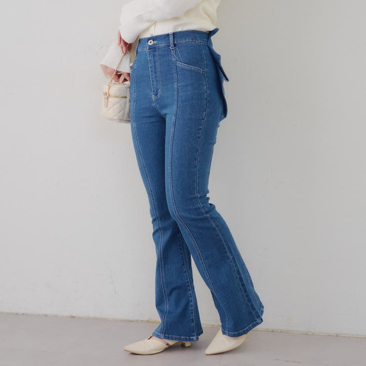 【3サイズ展開】後ろ姿まで可愛い、リボンデニムフレアパンツ | RMAF　NICE CLAUP / OLIVE des OLIVE | 詳細画像64 