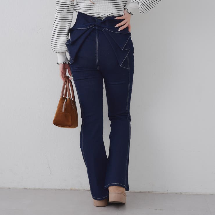 【3サイズ展開】後ろ姿まで可愛い、リボンデニムフレアパンツ | RMAF　NICE CLAUP / OLIVE des OLIVE | 詳細画像49 