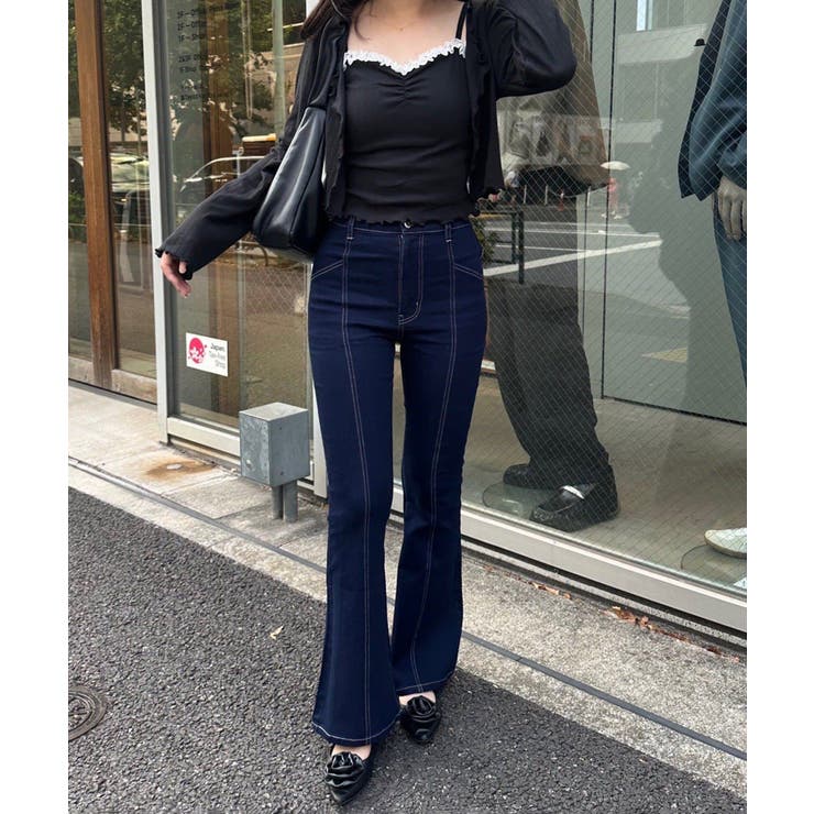 【3サイズ展開】後ろ姿まで可愛い、リボンデニムフレアパンツ | RMAF　NICE CLAUP / OLIVE des OLIVE | 詳細画像5 