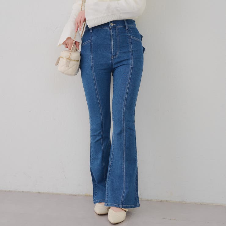 【3サイズ展開】後ろ姿まで可愛い、リボンデニムフレアパンツ | RMAF　NICE CLAUP / OLIVE des OLIVE | 詳細画像62 