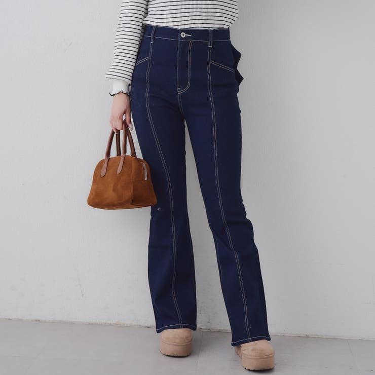 【3サイズ展開】後ろ姿まで可愛い、リボンデニムフレアパンツ | RMAF　NICE CLAUP / OLIVE des OLIVE | 詳細画像45 