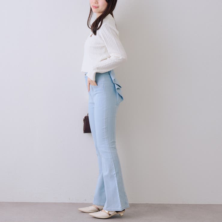 【3サイズ展開】後ろ姿まで可愛い、リボンデニムフレアパンツ | RMAF　NICE CLAUP / OLIVE des OLIVE | 詳細画像17 
