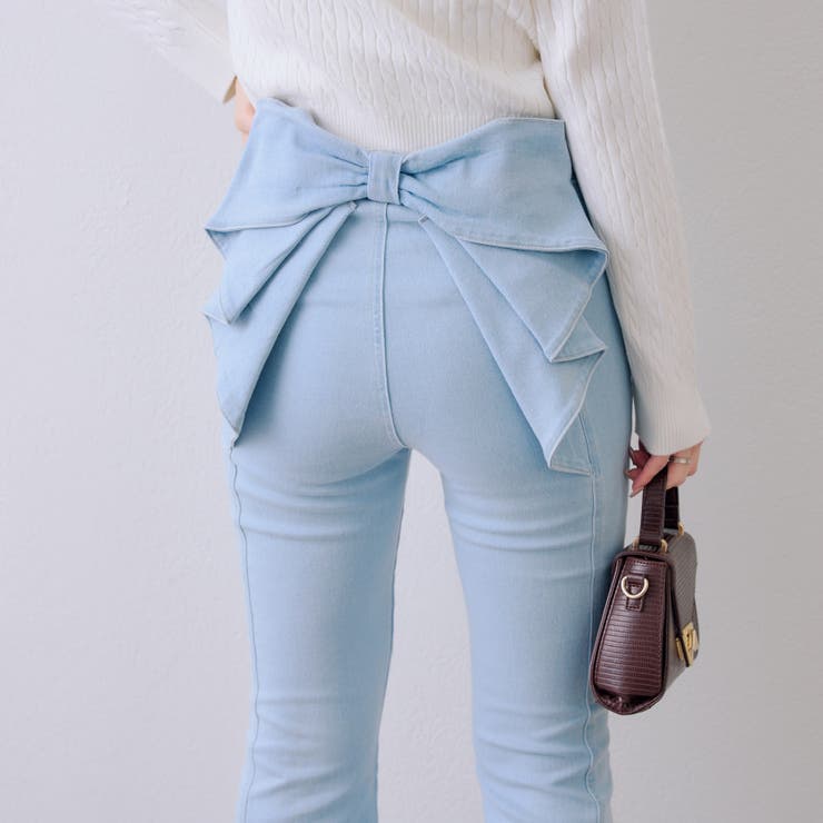 【3サイズ展開】後ろ姿まで可愛い、リボンデニムフレアパンツ | RMAF　NICE CLAUP / OLIVE des OLIVE | 詳細画像11 