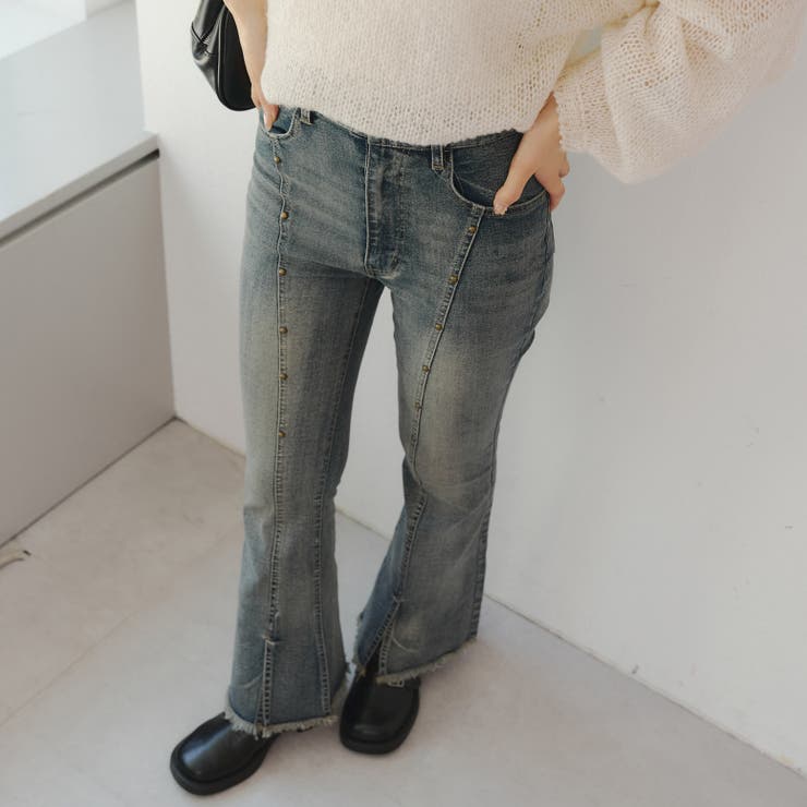 【2サイズ展開】スタッズセミフレアデニム | RMAF　NICE CLAUP / OLIVE des OLIVE | 詳細画像12 