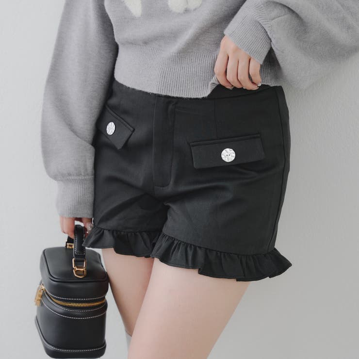ブラック | 裾フリルショートパンツ | RMAF　NICE CLAUP / OLIVE des OLIVE