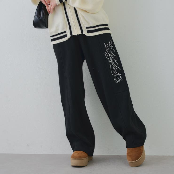 ブラック | キラキラロゴスウェットパンツ | NICE CLAUP / OLIVE des OLIVE　OUTLET