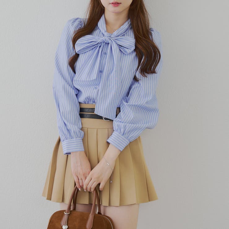 ストライプ | リボンタイブラウス | NICE CLAUP / OLIVE des OLIVE　OUTLET