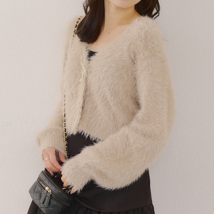 ピンクベージュ | シャギーショートカーディガン | RMAF　NICE CLAUP / OLIVE des OLIVE