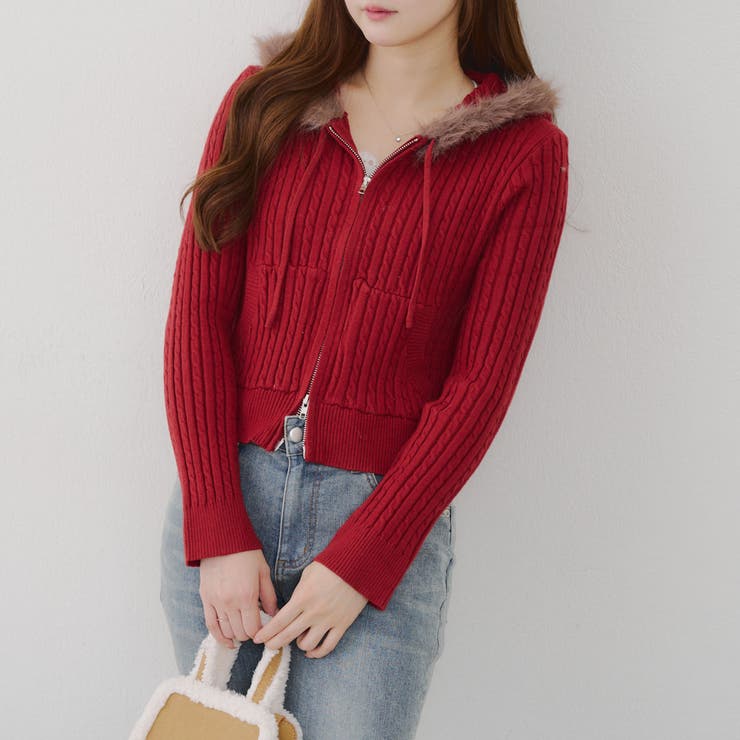 ケーブルZIPUPパーカー | NICE CLAUP / OLIVE des OLIVE　OUTLET | 詳細画像13 
