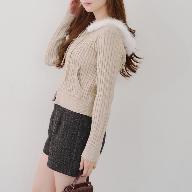 ベージュ | ケーブルZIPUPパーカー | NICE CLAUP / OLIVE des OLIVE　OUTLET