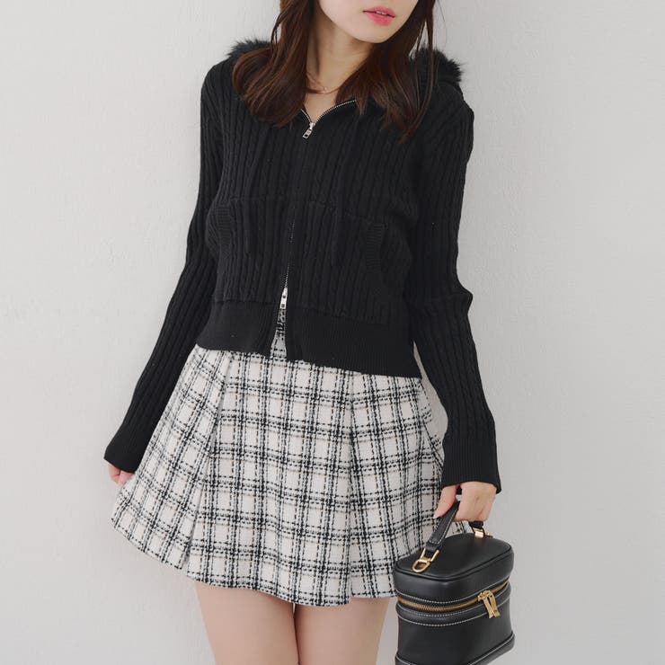 ブラック | ケーブルZIPUPパーカー | NICE CLAUP / OLIVE des OLIVE　OUTLET