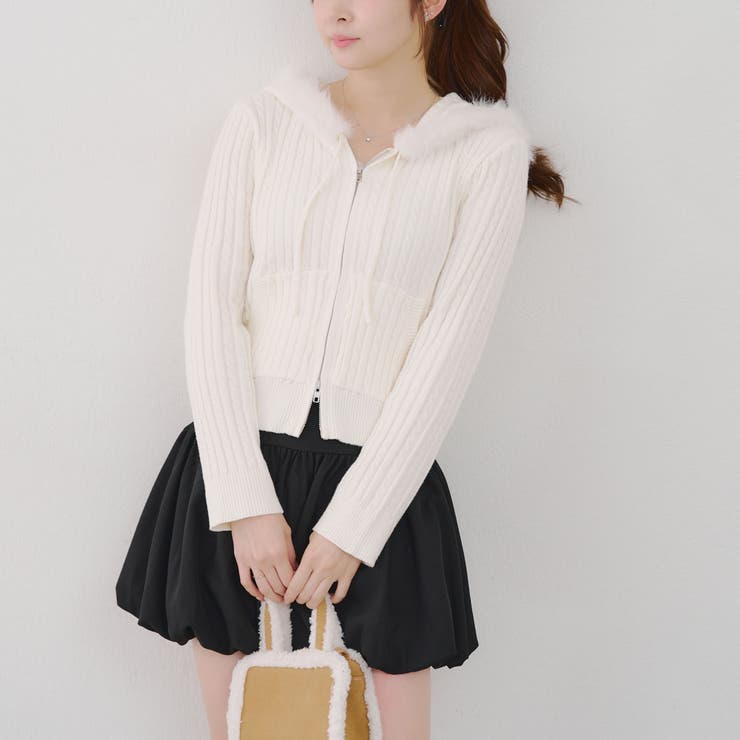 アイボリー | ケーブルZIPUPパーカー | NICE CLAUP / OLIVE des OLIVE　OUTLET