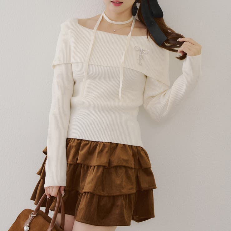 オフショルブローチ付きニット | NICE CLAUP / OLIVE des OLIVE　OUTLET | 詳細画像2 