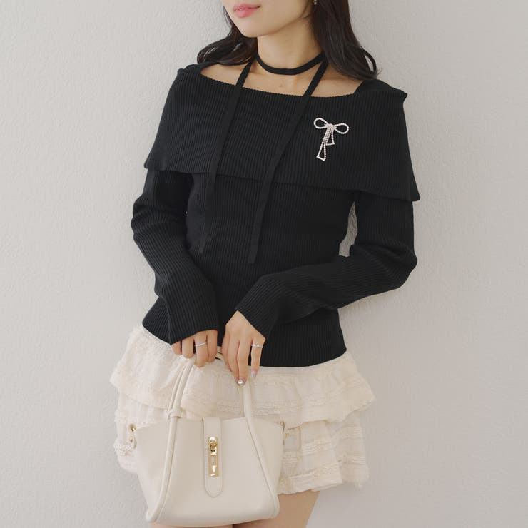 オフショルブローチ付きニット | NICE CLAUP / OLIVE des OLIVE　OUTLET | 詳細画像3 