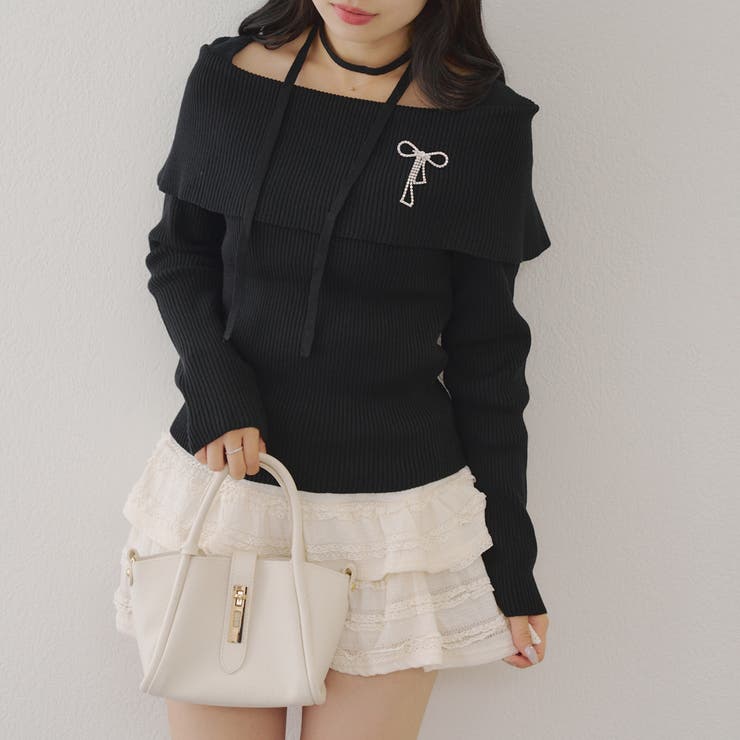 オフショルブローチ付きニット | NICE CLAUP / OLIVE des OLIVE　OUTLET | 詳細画像4 