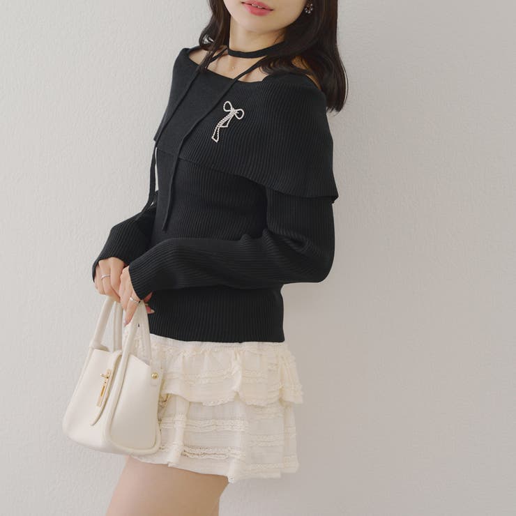 オフショルブローチ付きニット | NICE CLAUP / OLIVE des OLIVE　OUTLET | 詳細画像5 