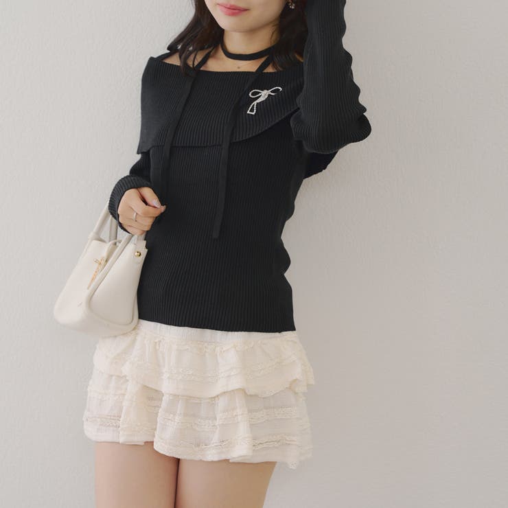 オフショルブローチ付きニット | NICE CLAUP / OLIVE des OLIVE　OUTLET | 詳細画像6 