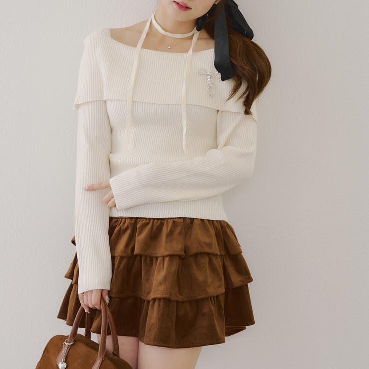 オフショルブローチ付きニット | NICE CLAUP / OLIVE des OLIVE　OUTLET | 詳細画像12 