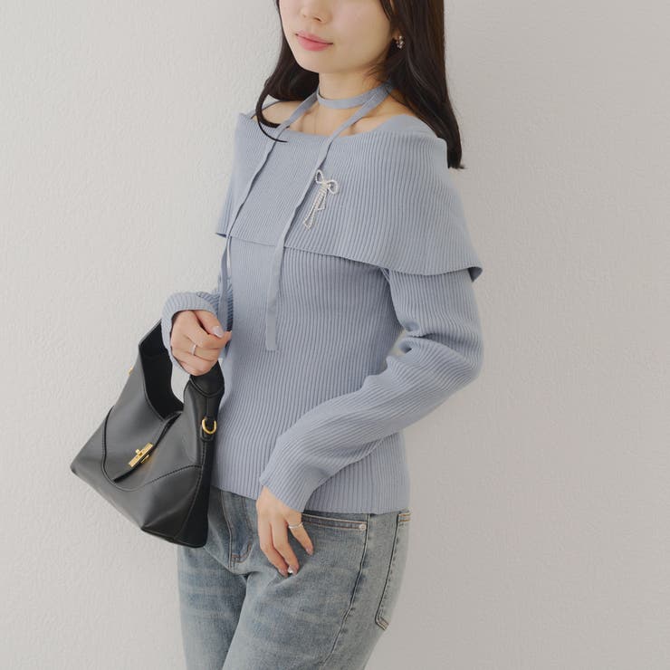 オフショルブローチ付きニット | NICE CLAUP / OLIVE des OLIVE　OUTLET | 詳細画像20 