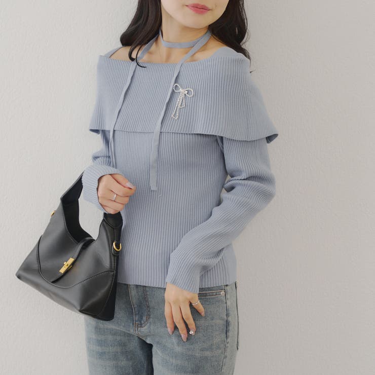 オフショルブローチ付きニット | NICE CLAUP / OLIVE des OLIVE　OUTLET | 詳細画像21 