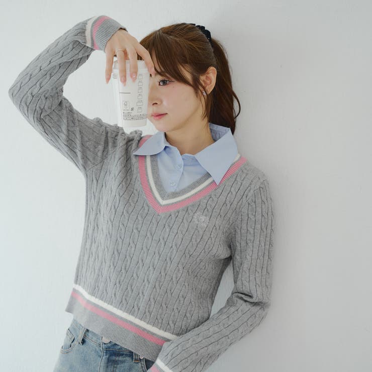 トップグレー | 【MARCHES】シャツ&ニットドッキング | NICE CLAUP / OLIVE des OLIVE　OUTLET