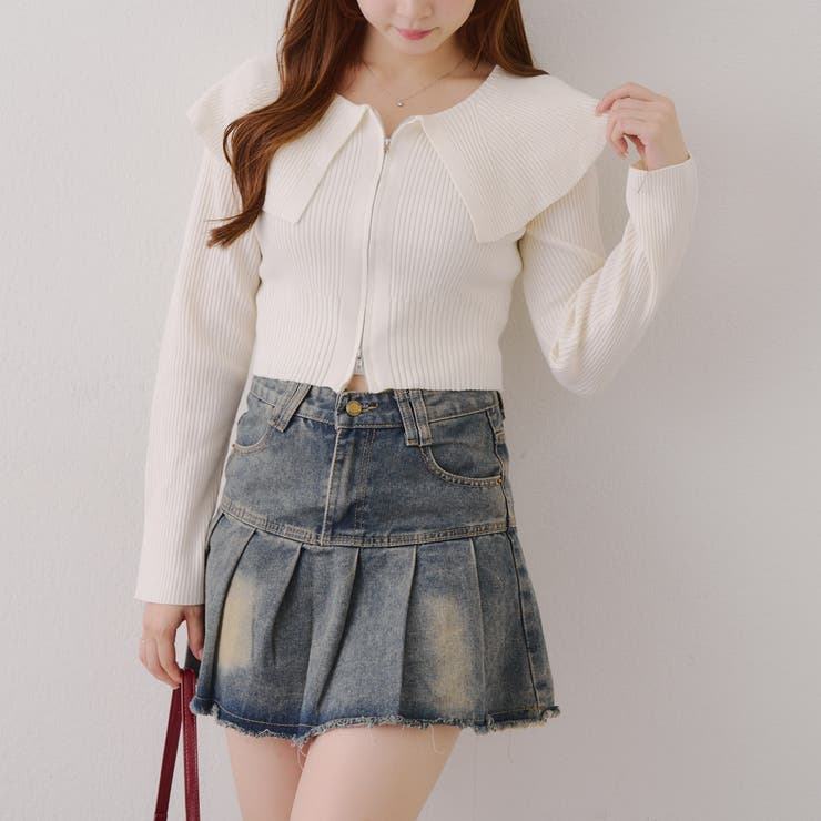 お顔周りスッキリ見え◎ ビッグ衿ジップカーディガン | NICE CLAUP / OLIVE des OLIVE　OUTLET | 詳細画像3 