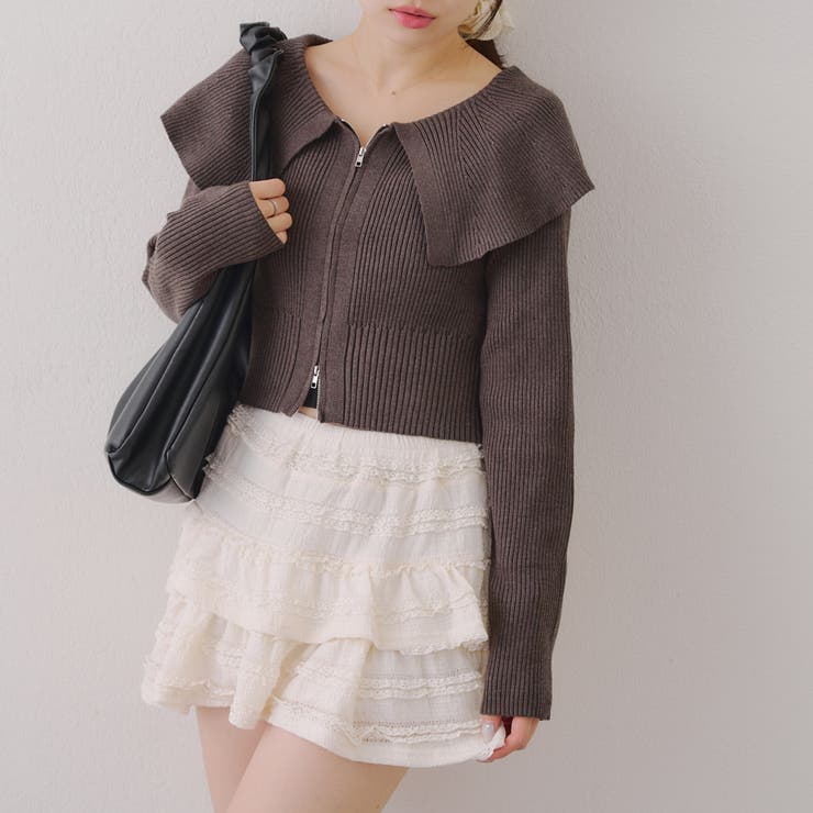 お顔周りスッキリ見え◎ ビッグ衿ジップカーディガン | NICE CLAUP / OLIVE des OLIVE　OUTLET | 詳細画像10 