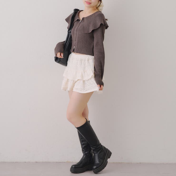 お顔周りスッキリ見え◎ ビッグ衿ジップカーディガン | NICE CLAUP / OLIVE des OLIVE　OUTLET | 詳細画像14 