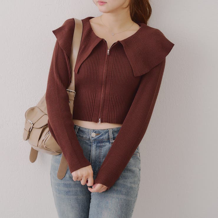 お顔周りスッキリ見え◎ ビッグ衿ジップカーディガン | NICE CLAUP / OLIVE des OLIVE　OUTLET | 詳細画像16 