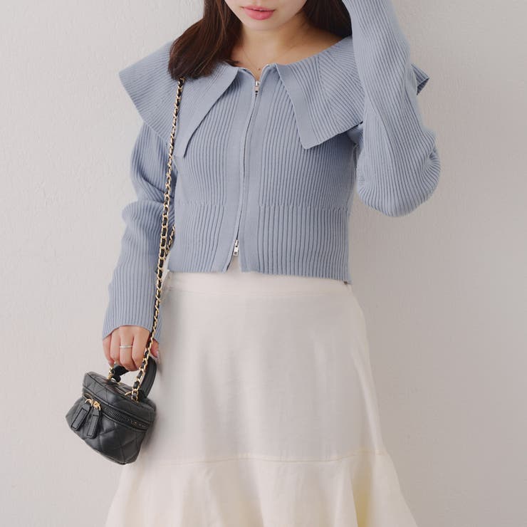 お顔周りスッキリ見え◎ ビッグ衿ジップカーディガン | NICE CLAUP / OLIVE des OLIVE　OUTLET | 詳細画像21 