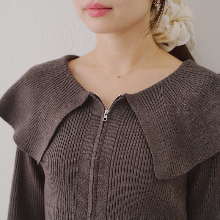 お顔周りスッキリ見え◎ ビッグ衿ジップカーディガン | NICE CLAUP / OLIVE des OLIVE　OUTLET | 詳細画像28 