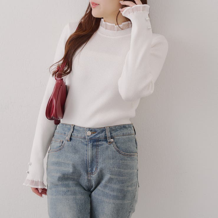 ボタンフレアスリーブニット | NICE CLAUP / OLIVE des OLIVE　OUTLET | 詳細画像4 