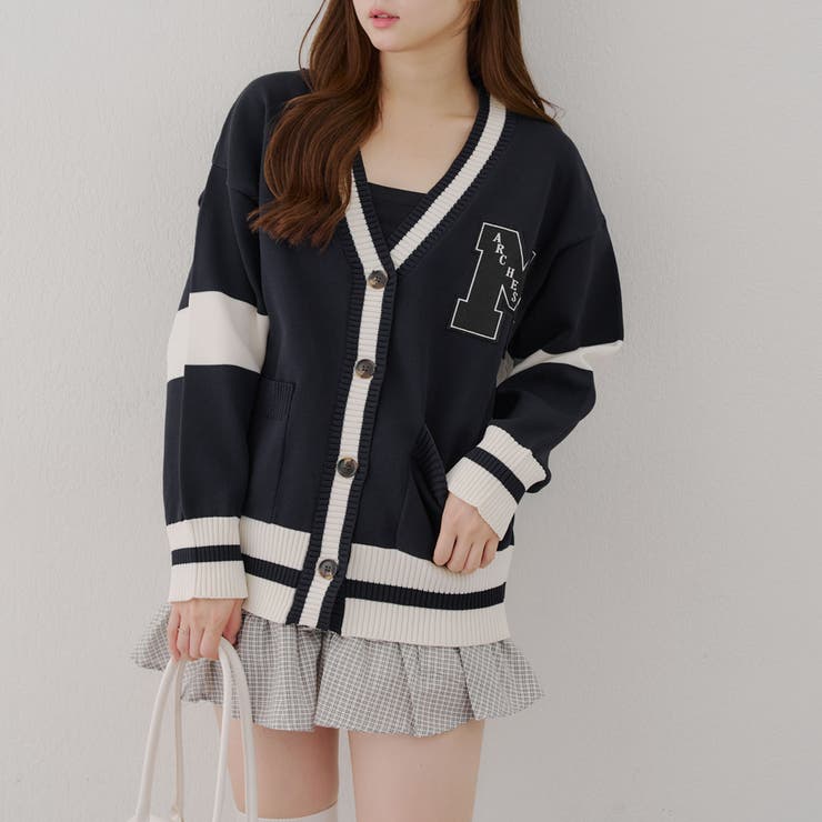 ネイビー | 【MARCHES】レタードカーデ | NICE CLAUP / OLIVE des OLIVE　OUTLET