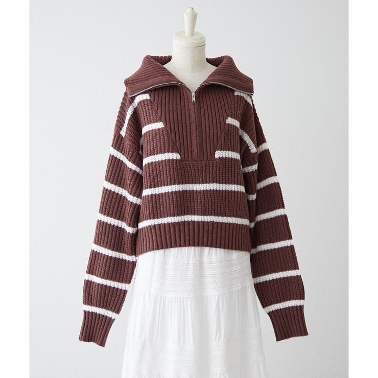 ブラウン | ハーフZIPニット | NICE CLAUP / OLIVE des OLIVE　OUTLET