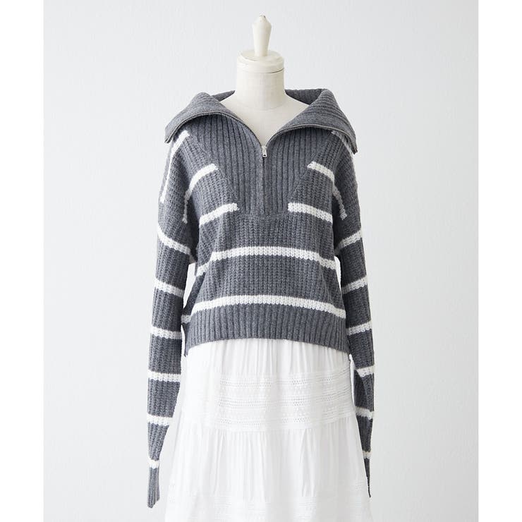 チャコール | ハーフZIPニット | NICE CLAUP / OLIVE des OLIVE　OUTLET