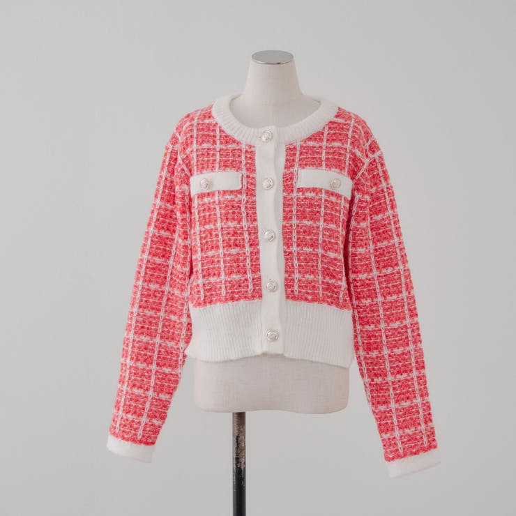 ツイードニットカーディガン[品番：NCLW0016318]｜NICE CLAUP / OLIVE