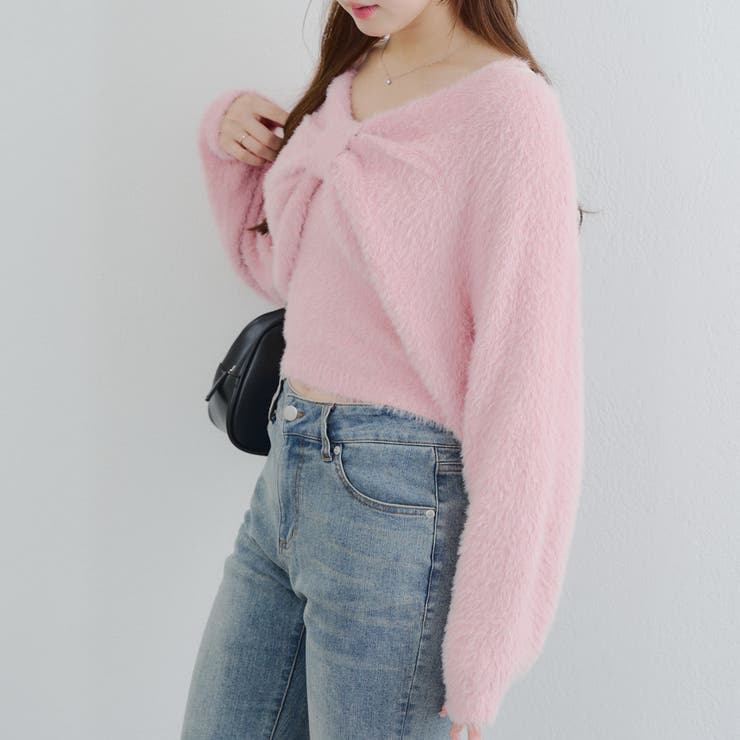 【ふわふわ、大人可愛い♪】リボンニット＆キャミソールセット | NICE CLAUP / OLIVE des OLIVE　OUTLET | 詳細画像3 