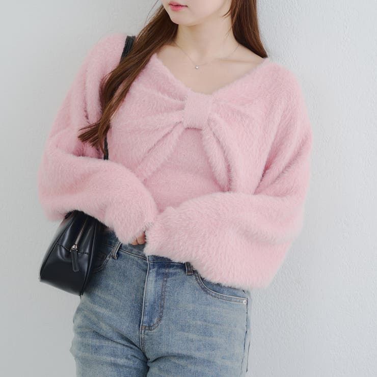 【ふわふわ、大人可愛い♪】リボンニット＆キャミソールセット | NICE CLAUP / OLIVE des OLIVE　OUTLET | 詳細画像7 