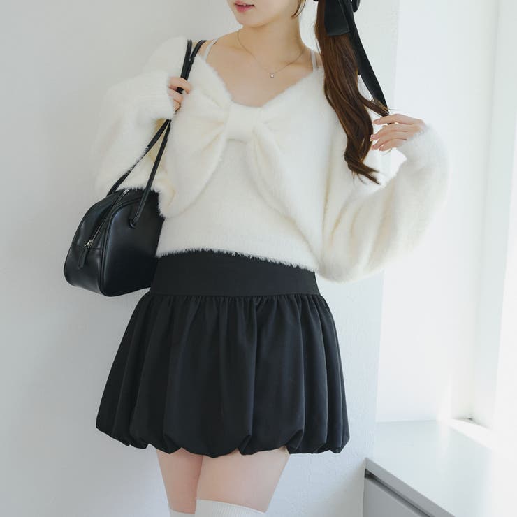 【ふわふわ、大人可愛い♪】リボンニット＆キャミソールセット | NICE CLAUP / OLIVE des OLIVE　OUTLET | 詳細画像20 