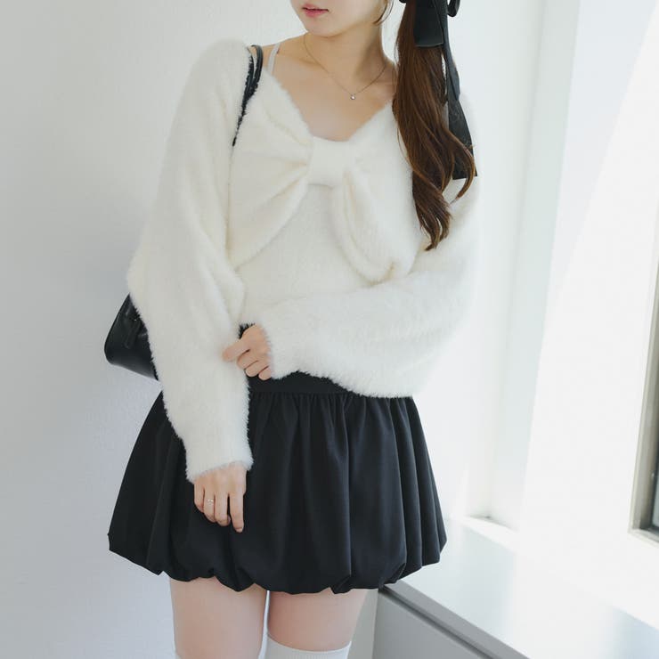 オフ | 【ふわふわ、大人可愛い♪】リボンニット＆キャミソールセット | NICE CLAUP / OLIVE des OLIVE　OUTLET