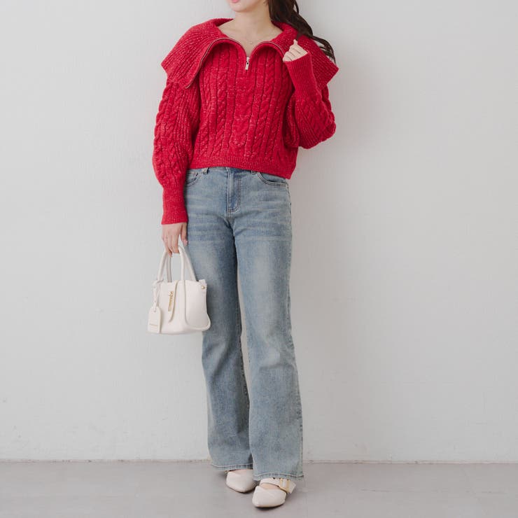 ビッグ衿ZIPUPニット | NICE CLAUP / OLIVE des OLIVE　OUTLET | 詳細画像6 