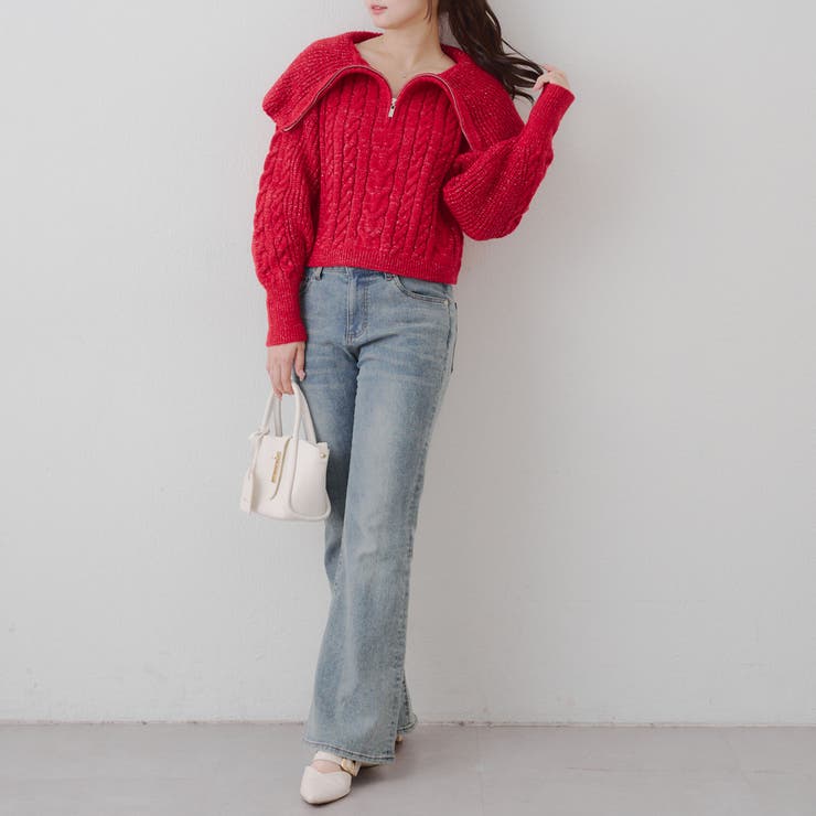 ビッグ衿ZIPUPニット | NICE CLAUP / OLIVE des OLIVE　OUTLET | 詳細画像9 