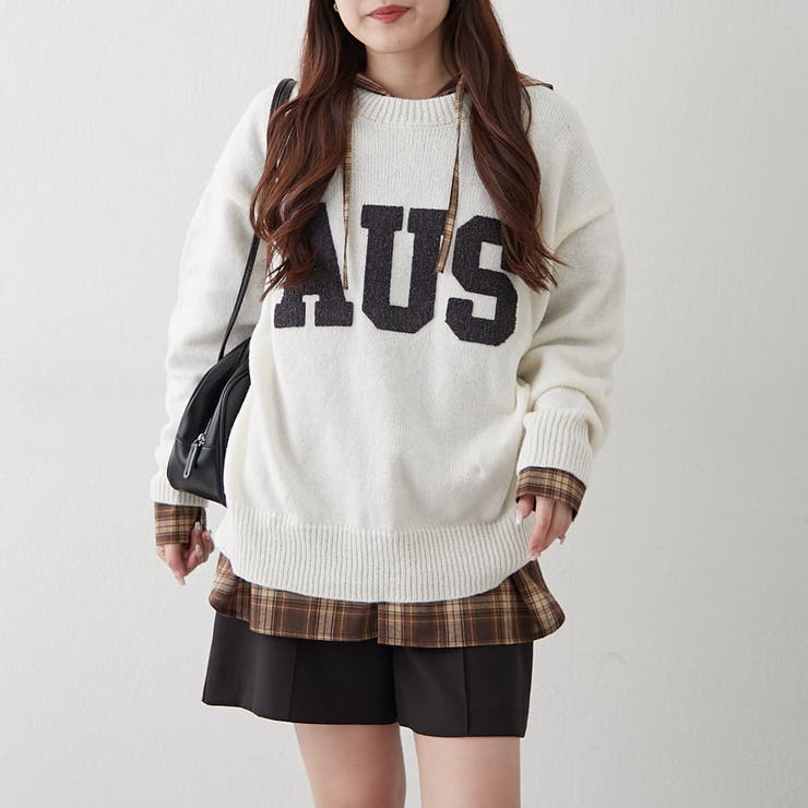 アイボリー | ロゴ刺繍ニット | NICE CLAUP / OLIVE des OLIVE　OUTLET