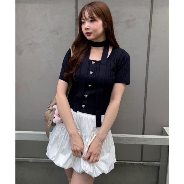 ネイビー | チョーカー付ベビーケーブルプルオーバー | NICE CLAUP / OLIVE des OLIVE　OUTLET