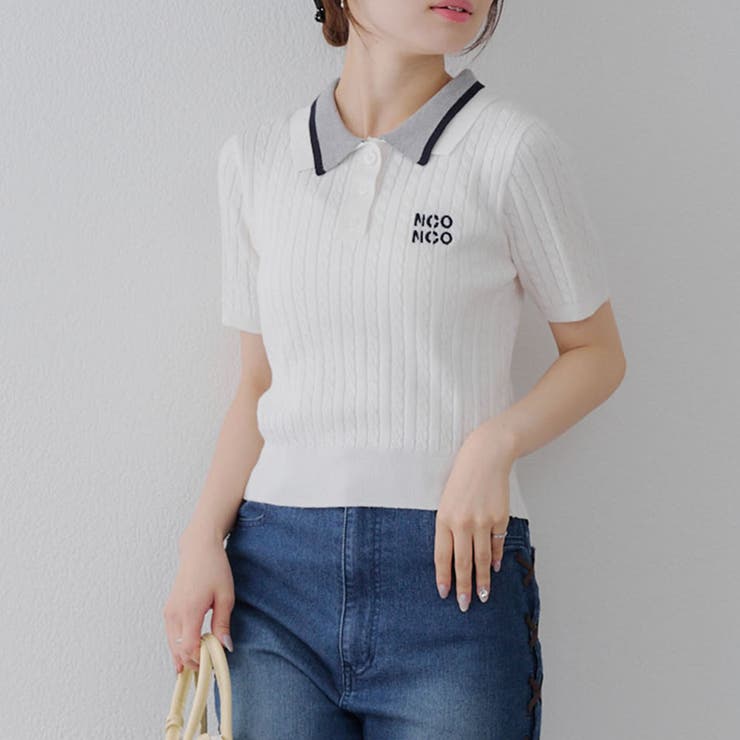 2枚衿ケーブルニットプルオーバー | NICE CLAUP / OLIVE des OLIVE　OUTLET | 詳細画像1 