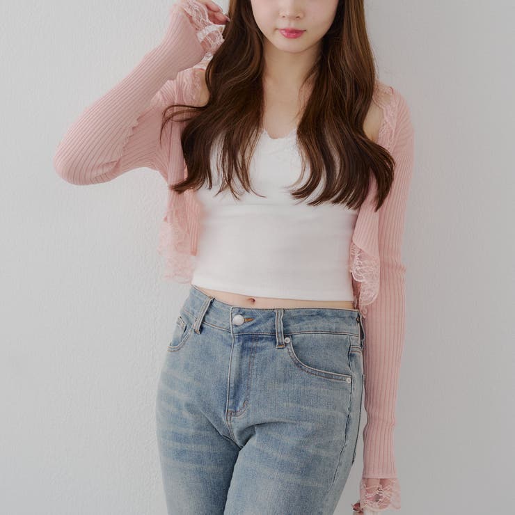 ピンク | 麻タッチボレロカーディガン | RMAF　NICE CLAUP / OLIVE des OLIVE